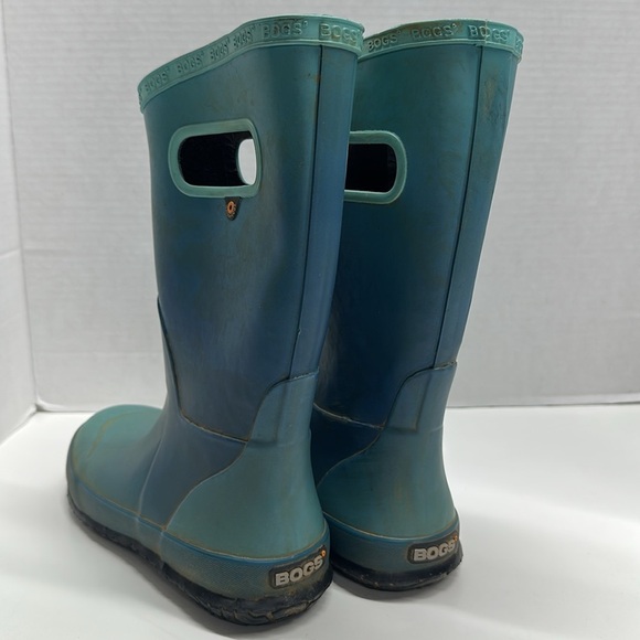 Bogs Rain Boots Waterproof Boot Pull On Rubber Ombre Blue Kids Youth Size 4 - Picture 2 of 7